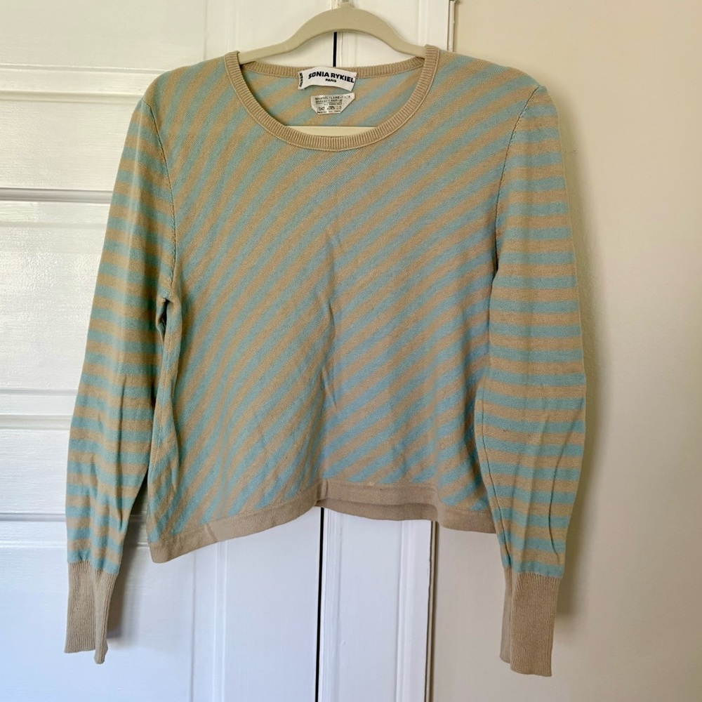 Sonia Rykiel Blue and Tan Striped Sweater